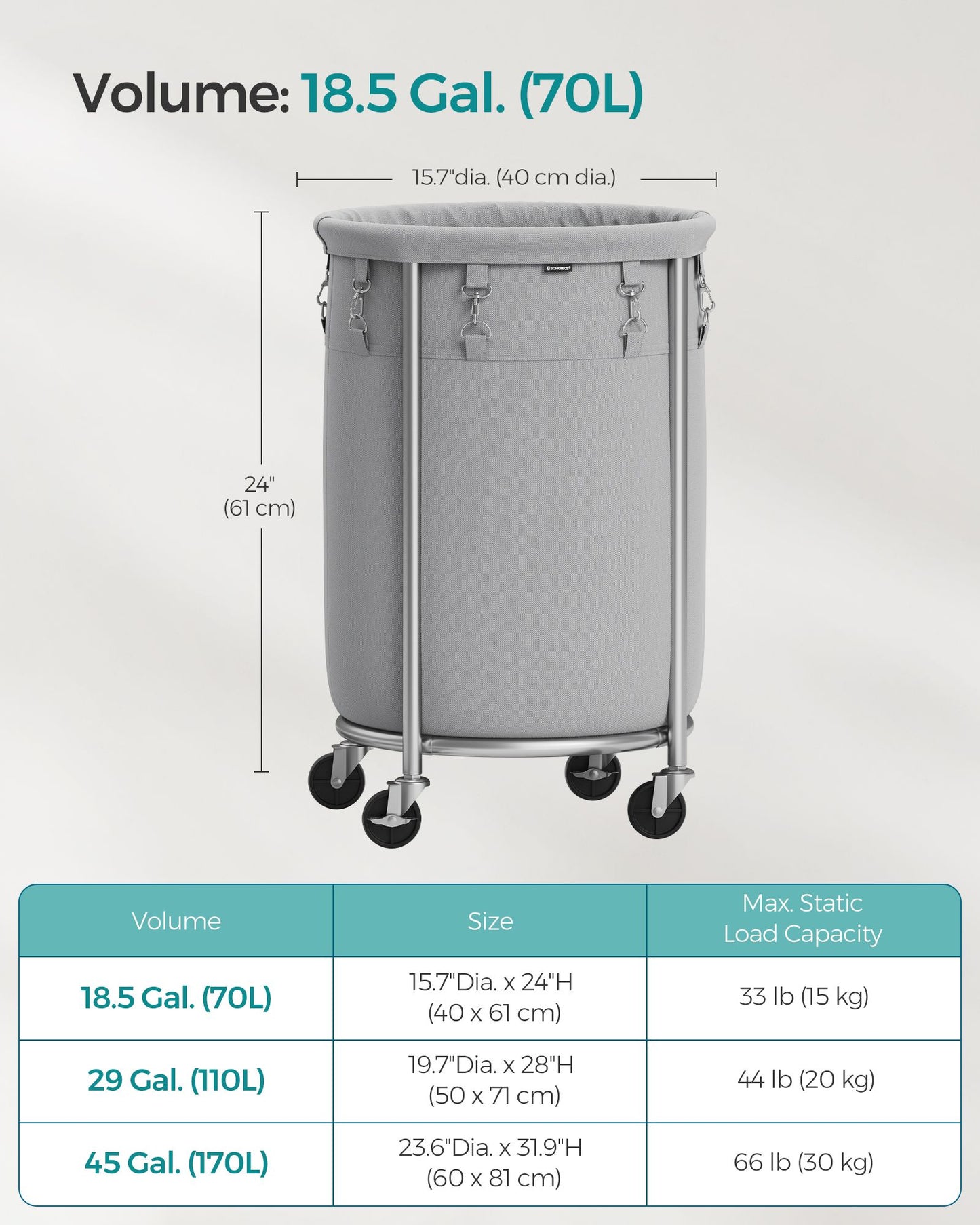 18.5 Gal. Laundry Basket with Wheels
