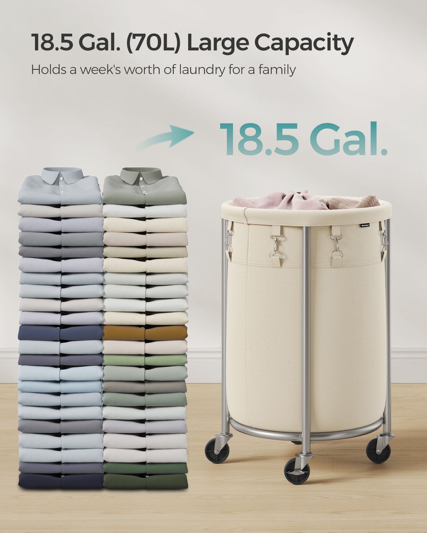 18.5 Gal. Laundry Basket with Wheels