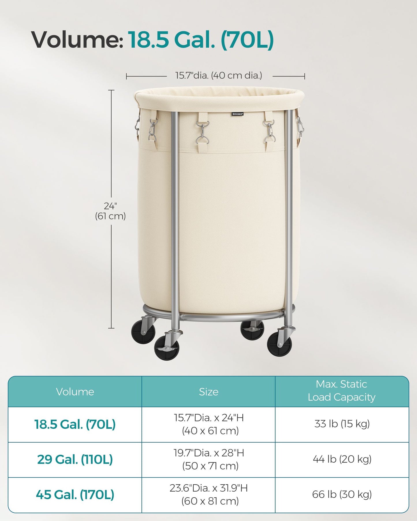 18.5 Gal. Laundry Basket with Wheels