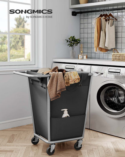 Laundry Basket with Wheels, 34.3 Gallons (130 L), Ink Black