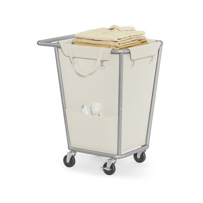 34.3 Gallons Rolling Laundry Hamper with Removable Bag Cream White - image 1