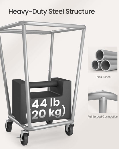 Laundry Basket with Wheels, 34.3 Gallons (130 L), Cream White