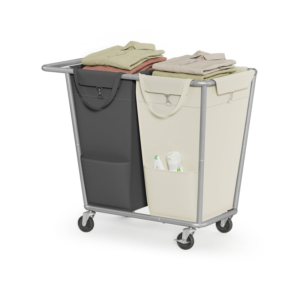 34.3 Gallons Rolling Laundry Hamper with Removable Bag Cream White - image 19