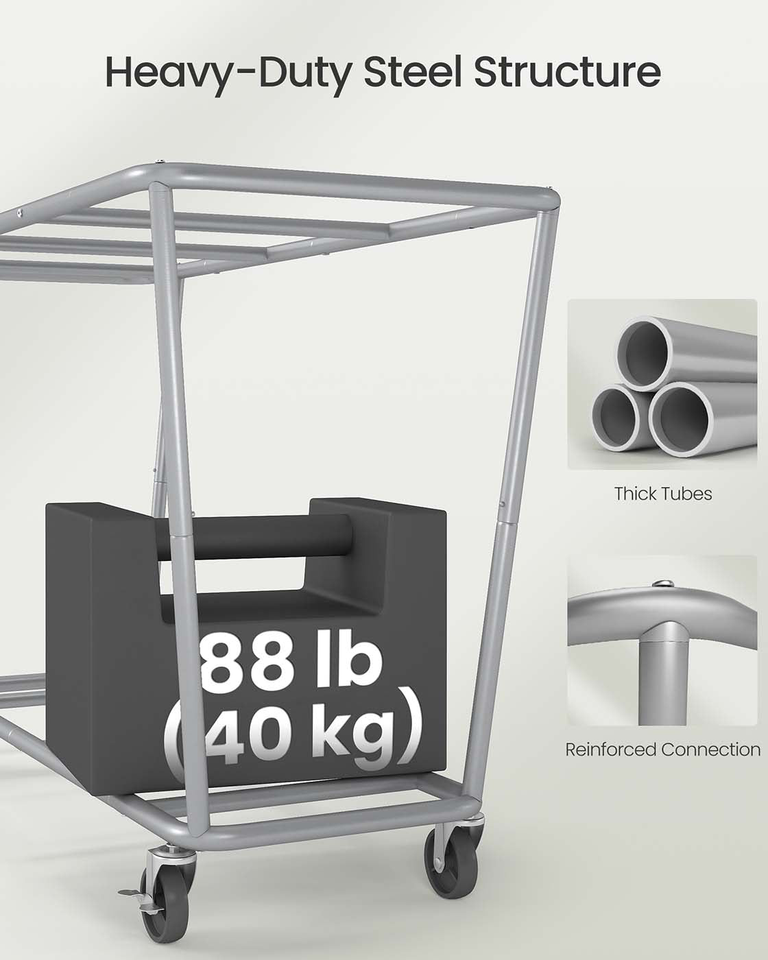 Laundry Basket with Wheels 76.6 Gallons (290 L) - HWLEXTRA 