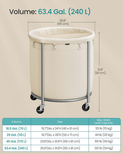 63.5 Gal. Laundry Basket with Wheels