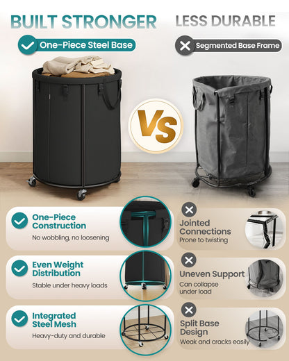 Laundry Basket with Wheels, Rolling Laundry Hamper with Steel Frame - image 2