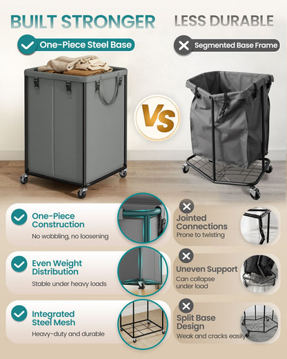 Laundry Basket with Wheels, Rolling Laundry Hamper with Steel Frame - image 13
