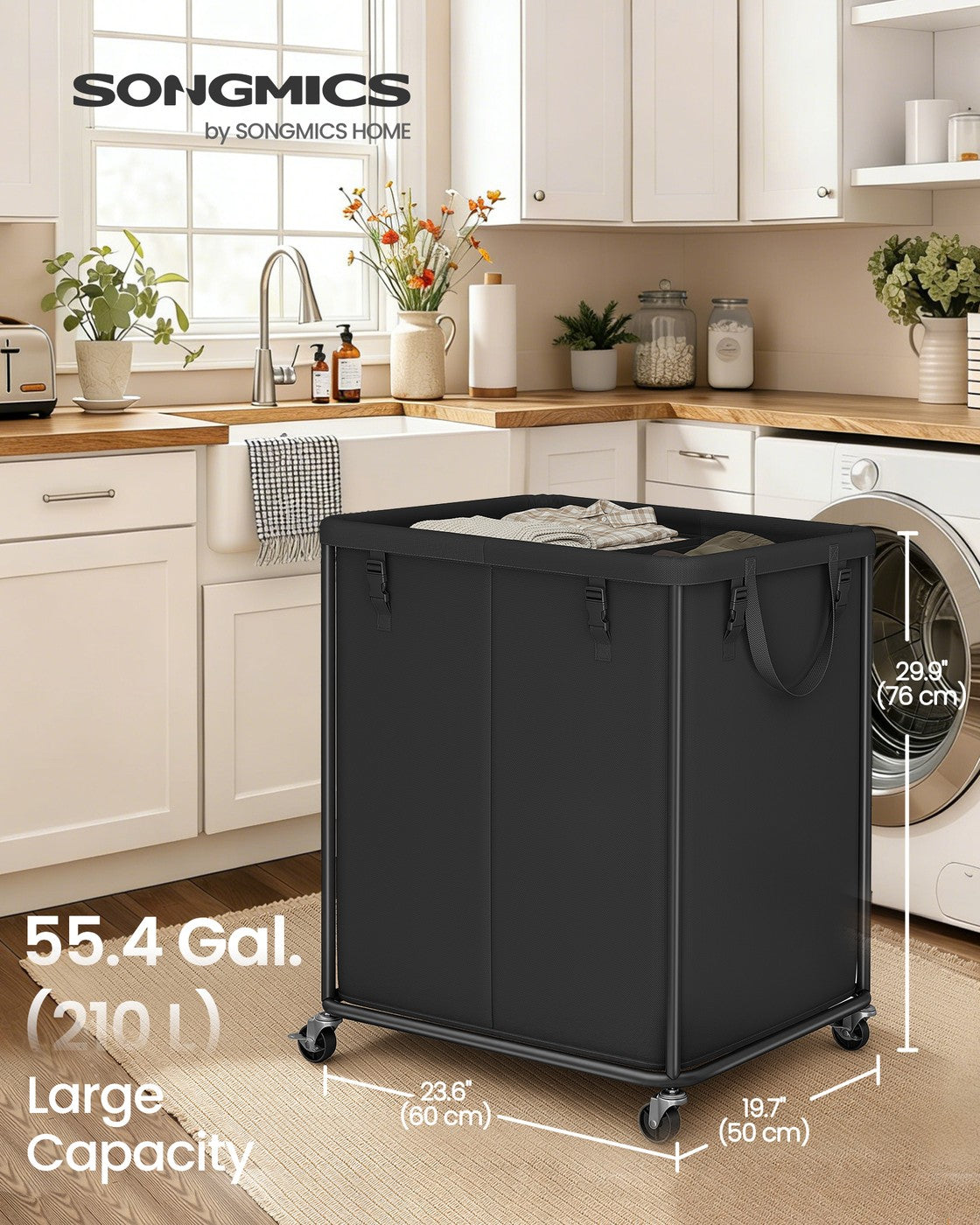 Laundry Basket with Wheels & Removable Liner Bag - image 2