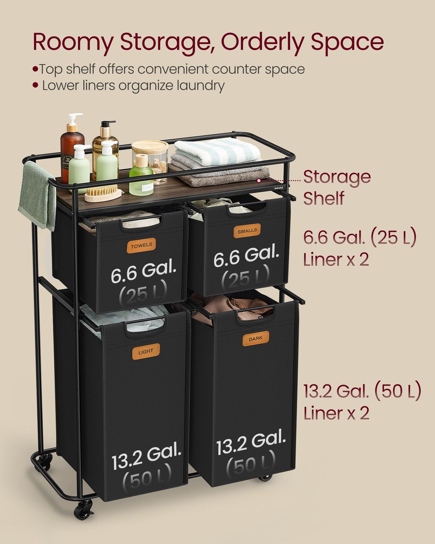 Laundry Basket with Wheels, 39.6 Gal. (150 L)