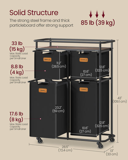Laundry Basket with Wheels, 39.6 Gal. (150 L)