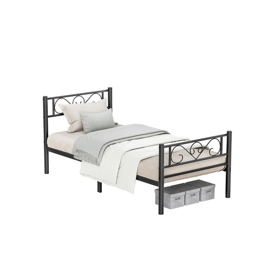 Black Single Metal Bed Frame with Headboard - image 1