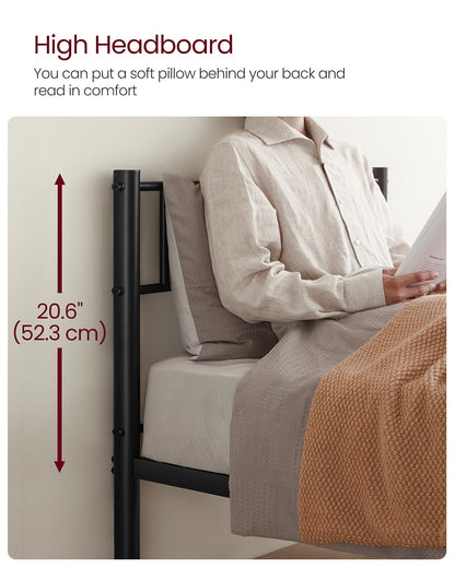 Black Single Metal Bed Frame with Headboard - image 7