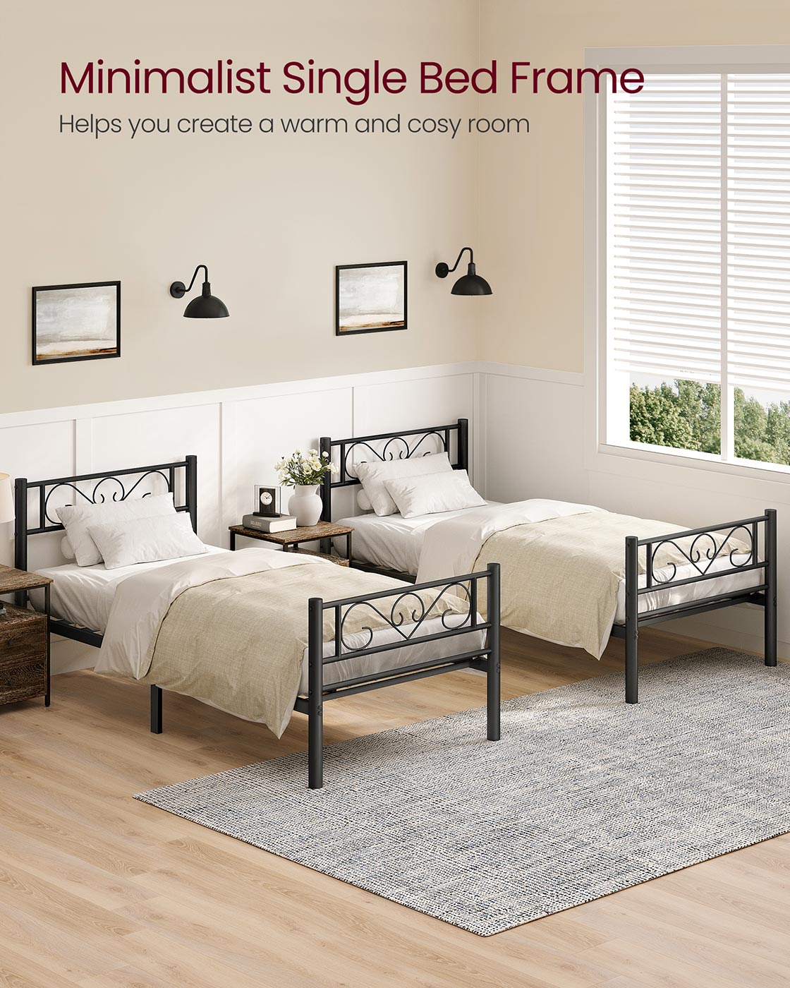 Black Single Metal Bed Frame with Headboard - image 4