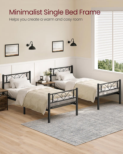 Black Single Metal Bed Frame with Headboard - image 4