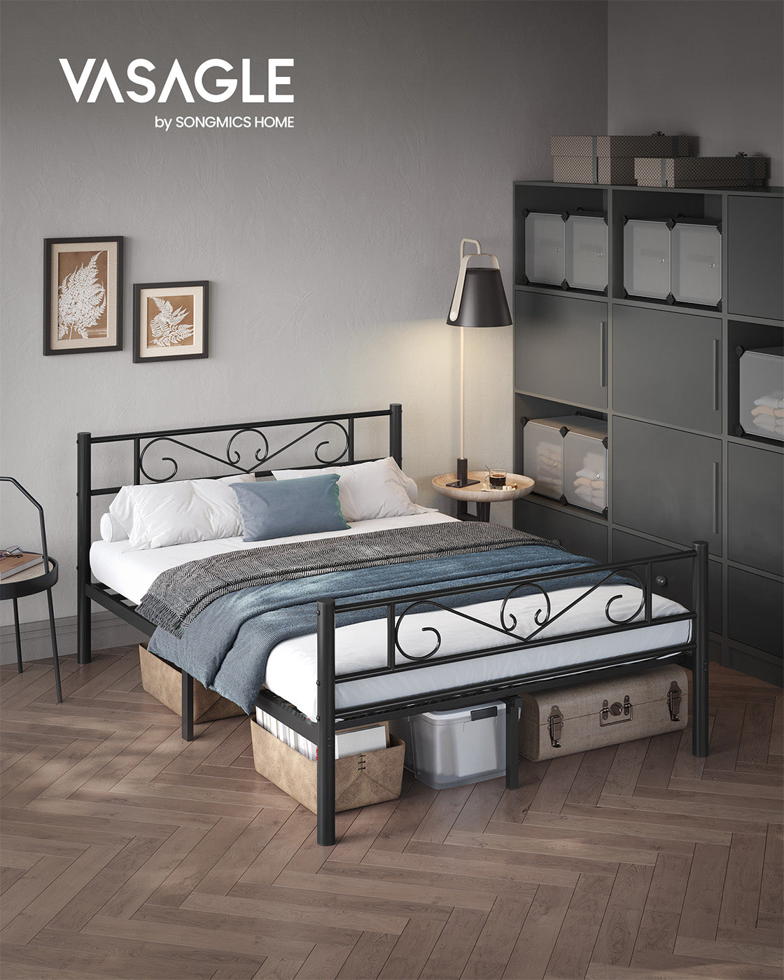 Metal double bed frame with sturdy support and easy assembly - image 2