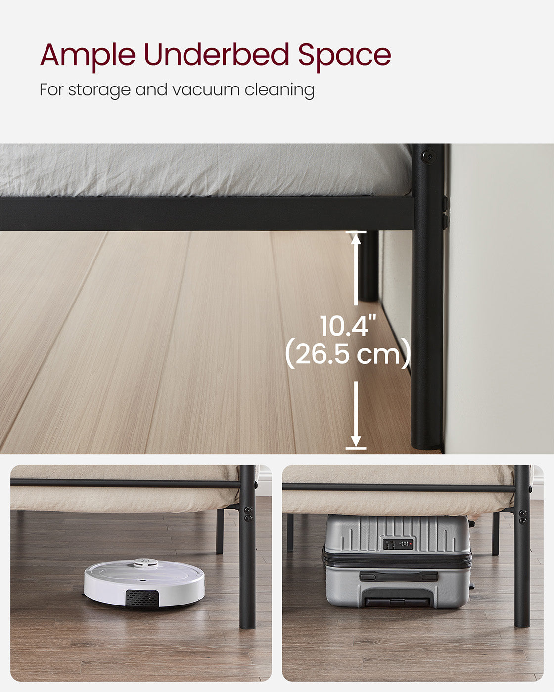 Metal double bed frame with sturdy support and easy assembly - image 5