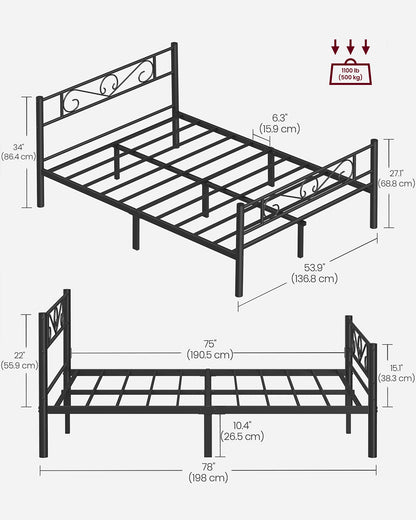 Metal double bed frame with sturdy support and easy assembly - image 9