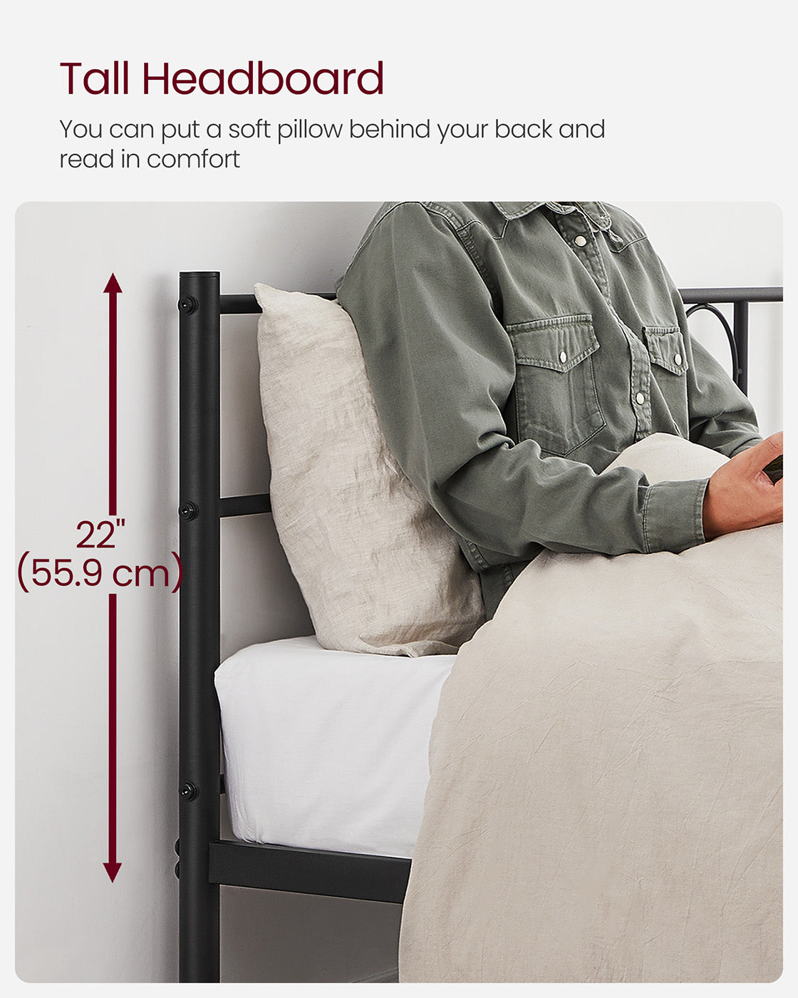 Metal double bed frame with sturdy support and easy assembly - image 6