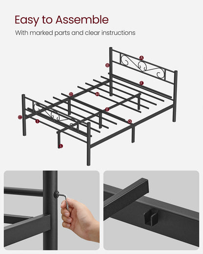 Metal double bed frame with sturdy support and easy assembly - image 8