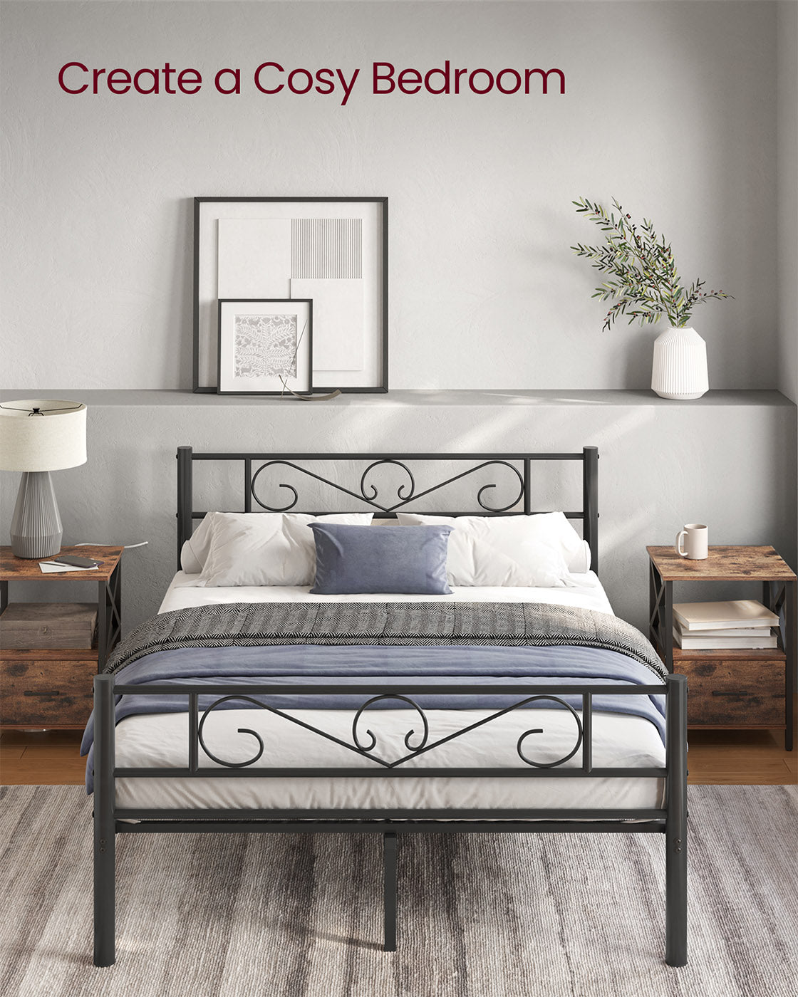 Metal double bed frame with sturdy support and easy assembly - image 3