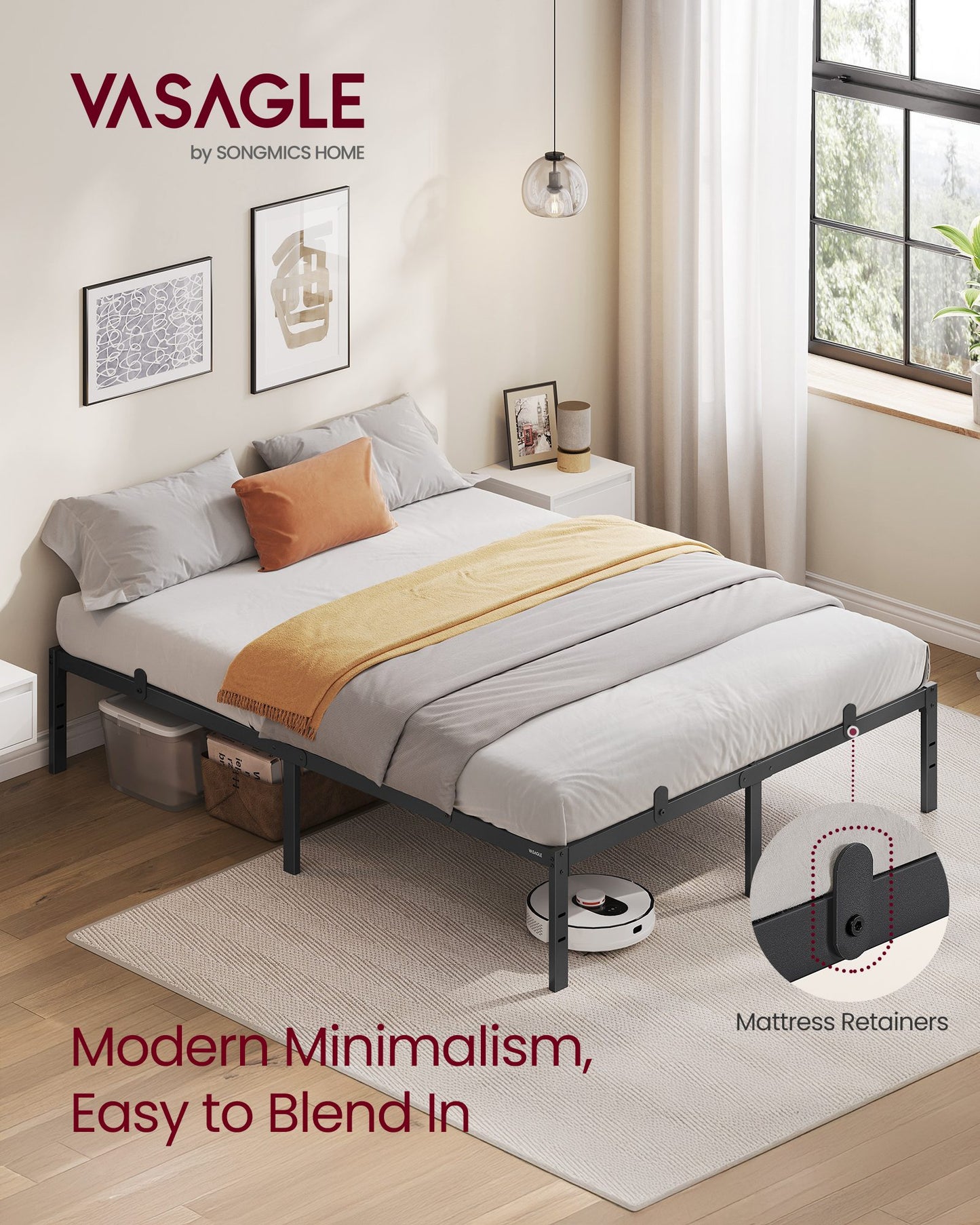 Single Metal Bed Frame 90 x 190 cm Easy Assembly Ink Black - image 10