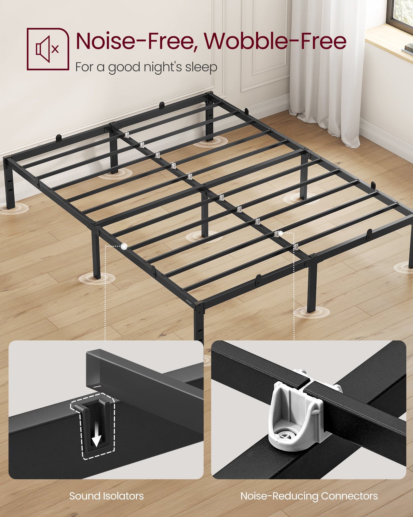 Single Metal Bed Frame 90 x 190 cm Easy Assembly Ink Black - image 11