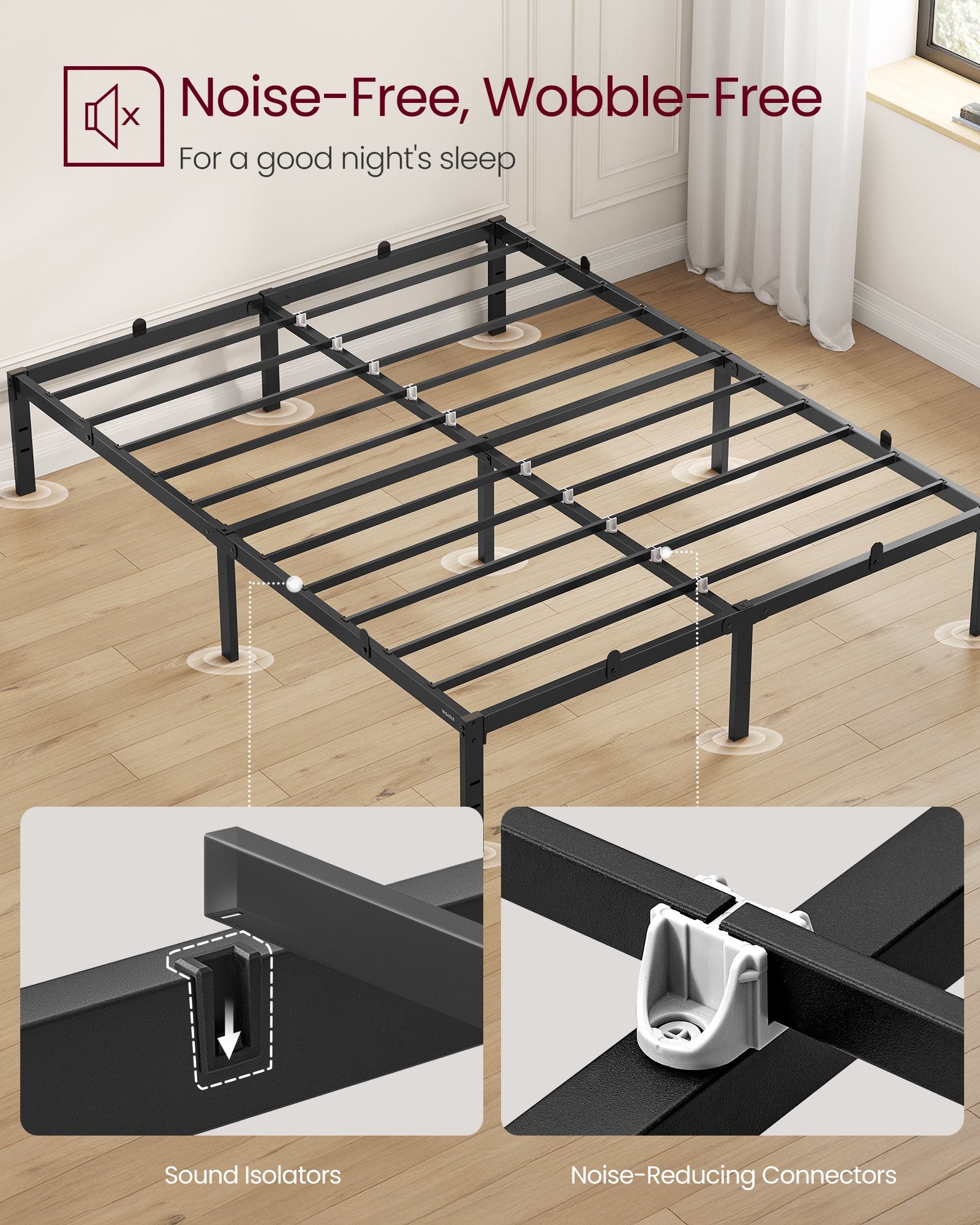 Single Metal Bed Frame 90 x 190 cm Easy Assembly Ink Black - image 11