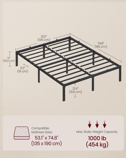 Single Metal Bed Frame 90 x 190 cm Easy Assembly Ink Black - image 14