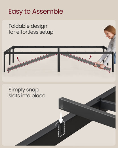 Single Metal Bed Frame 90 x 190 cm Easy Assembly Ink Black - image 15