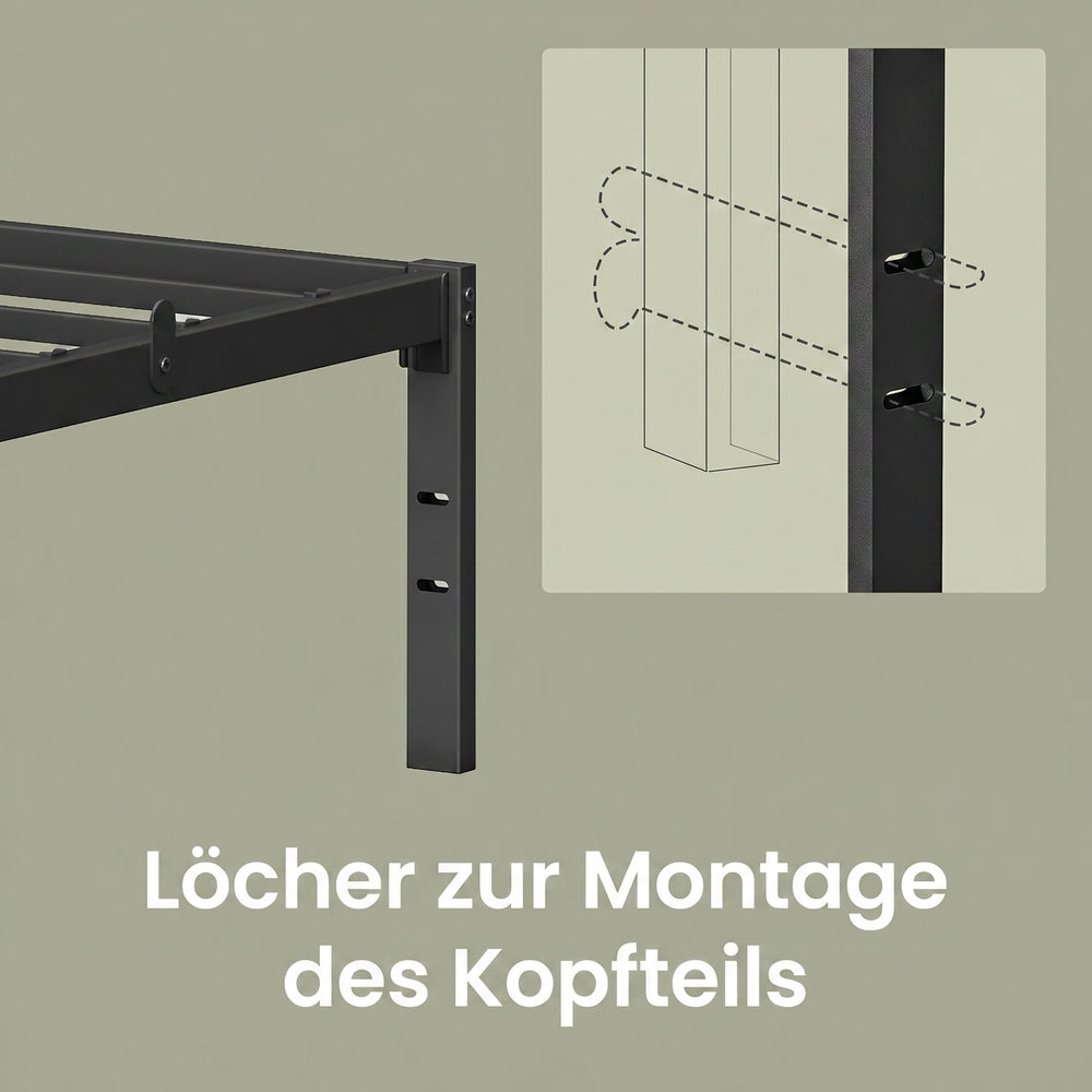 Black Steel Bed Frame — 140 x 190 cm