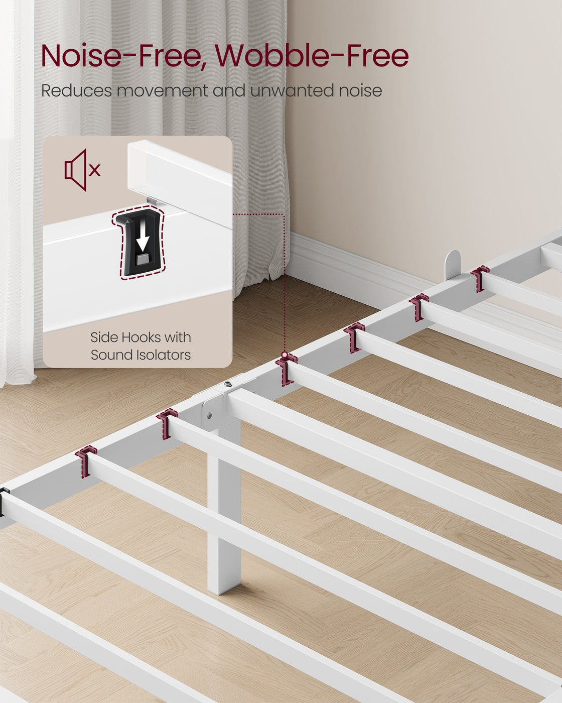 Bed Frame, 90 x 190 cm, with Slats and Headboard, Matte White - image 3