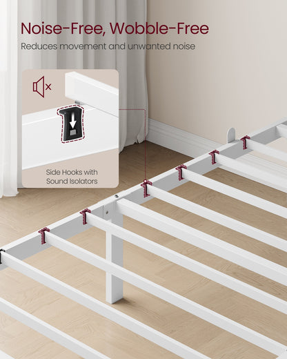 Bed Frame, 90 x 190 cm, with Slats and Headboard, Matte White - image 3