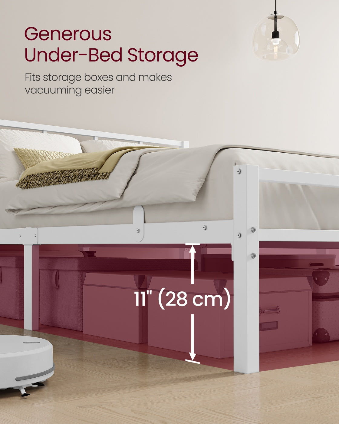 Bed Frame, 90 x 190 cm, with Slats and Headboard, Matte White - image 6