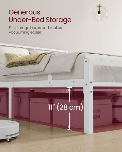Bed Frame, 90 x 190 cm, with Slats and Headboard, Matte White - image 6