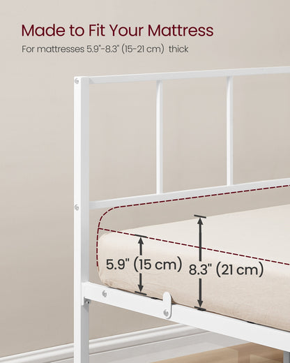 Bed Frame, 90 x 190 cm, with Slats and Headboard, Matte White - image 7