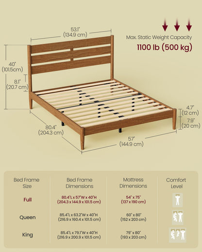 Bed Frame, Wood Platform Bed with Storage Headboard - image 11