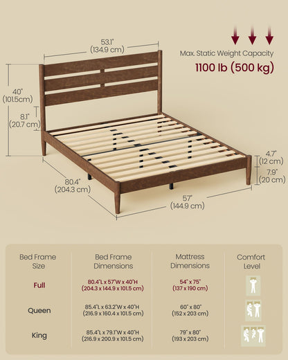 Bed Frame, Wood Platform Bed with Storage Headboard - image 6