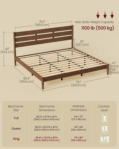 Bed Frame, Wood Platform Bed with Storage Headboard - image 14