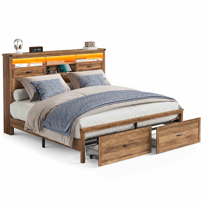 King Bed Frame with Storage Headboard