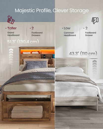 King Bed Frame with Storage Headboard