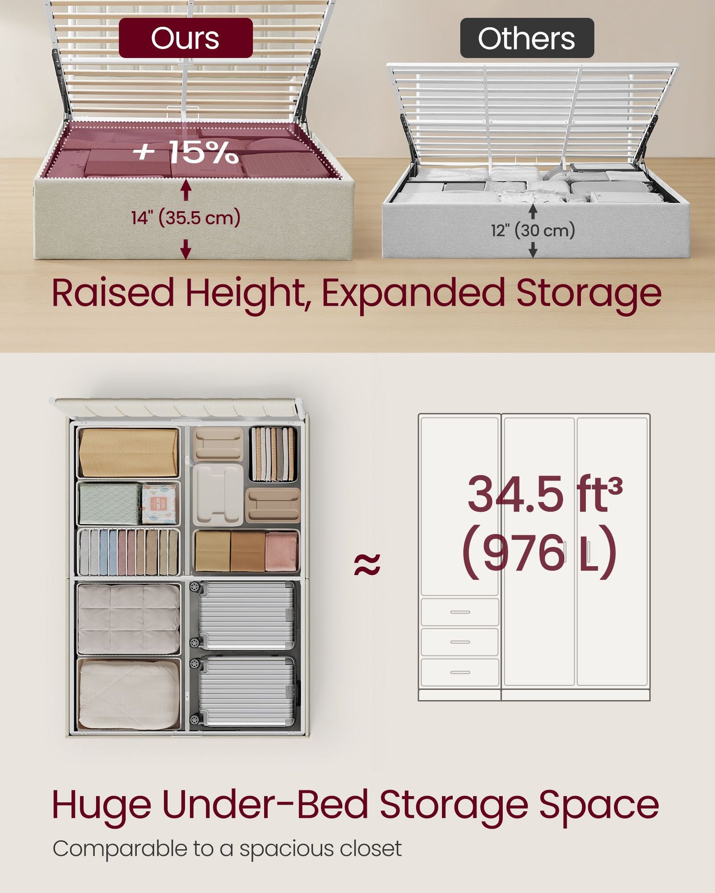 Lift Up Storage Bed Frame Queen Size