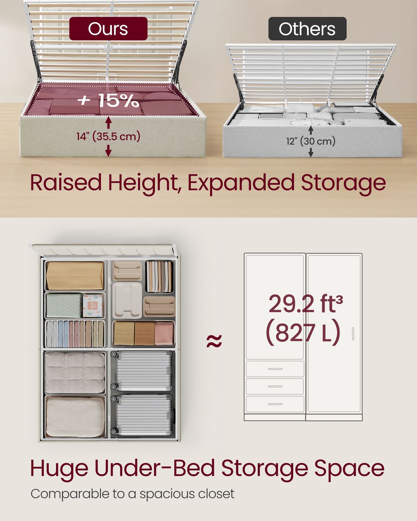 Lift Up Storage Bed Frame Full Size - HWLEXTRA 
