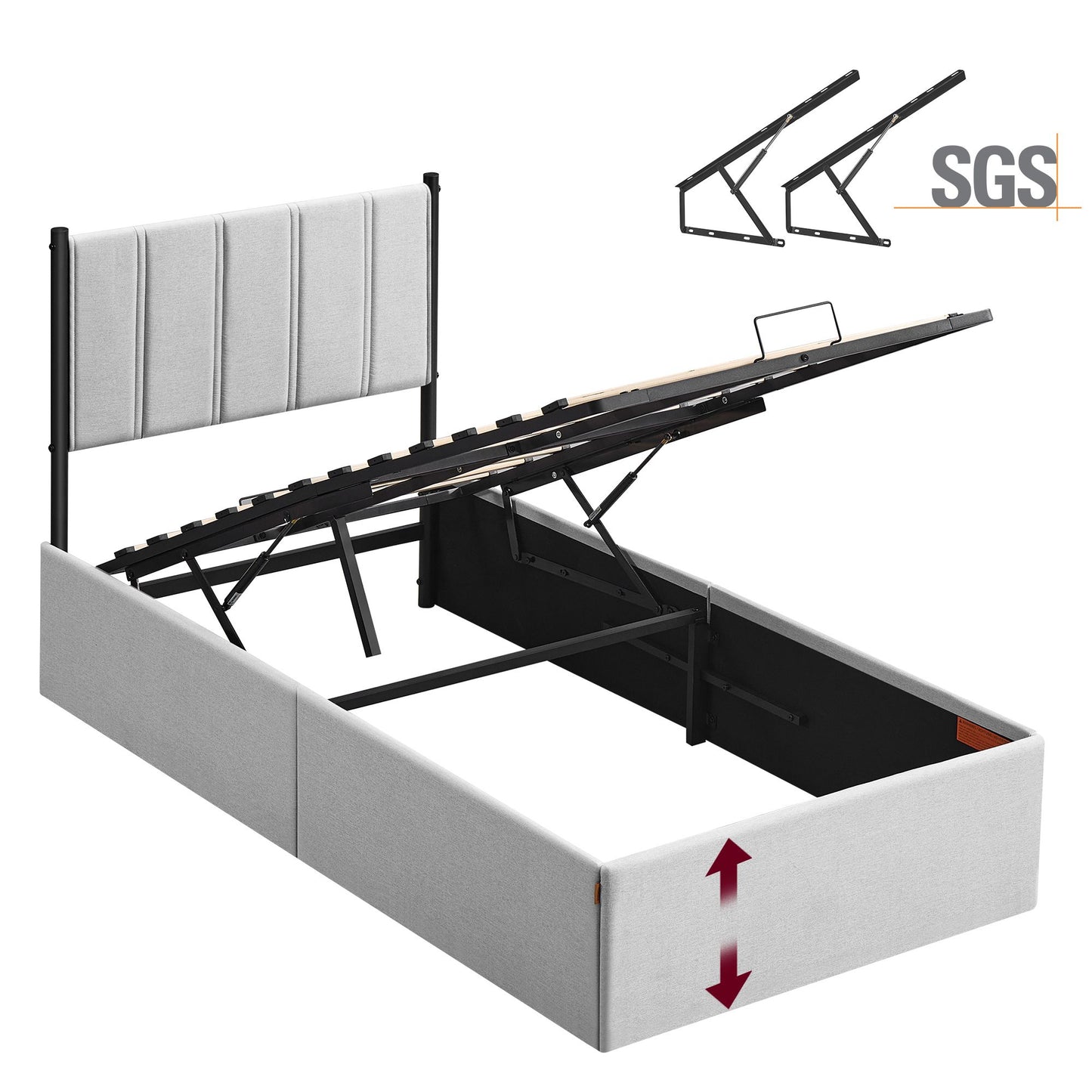 Lift Up Storage Bed Frame Twin Size, Hydraulic Platform Bed