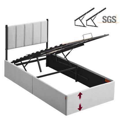 Lift Up Storage Bed Frame Twin Size, Hydraulic Platform Bed