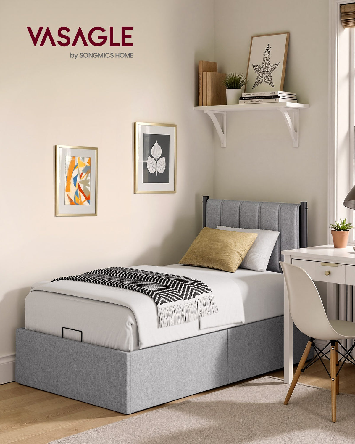 Lift Up Storage Bed Frame Twin Size, Hydraulic Platform Bed