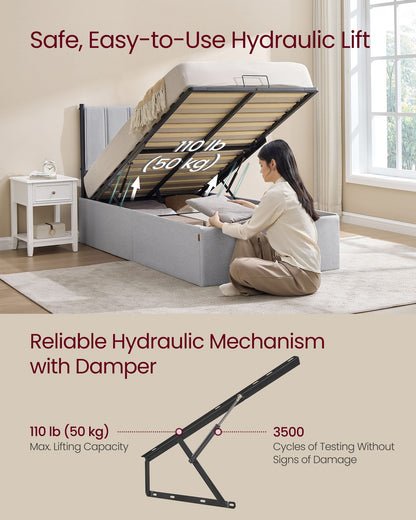 Lift Up Storage Bed Frame Twin Size, Hydraulic Platform Bed
