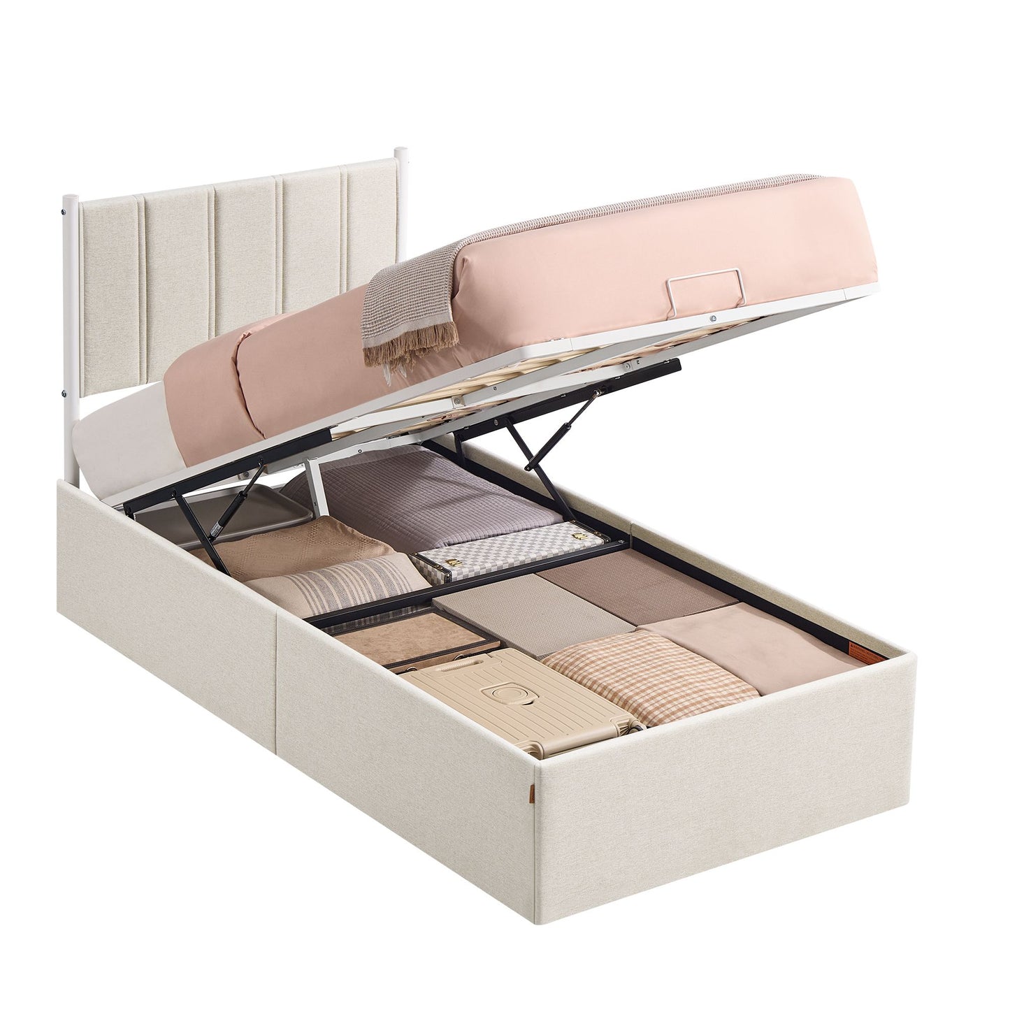 Lift Up Storage Bed Frame Twin Size, Hydraulic Platform Bed