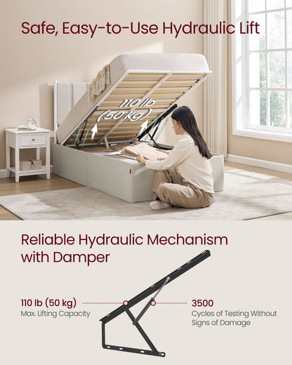 Lift Up Storage Bed Frame Twin Size, Hydraulic Platform Bed