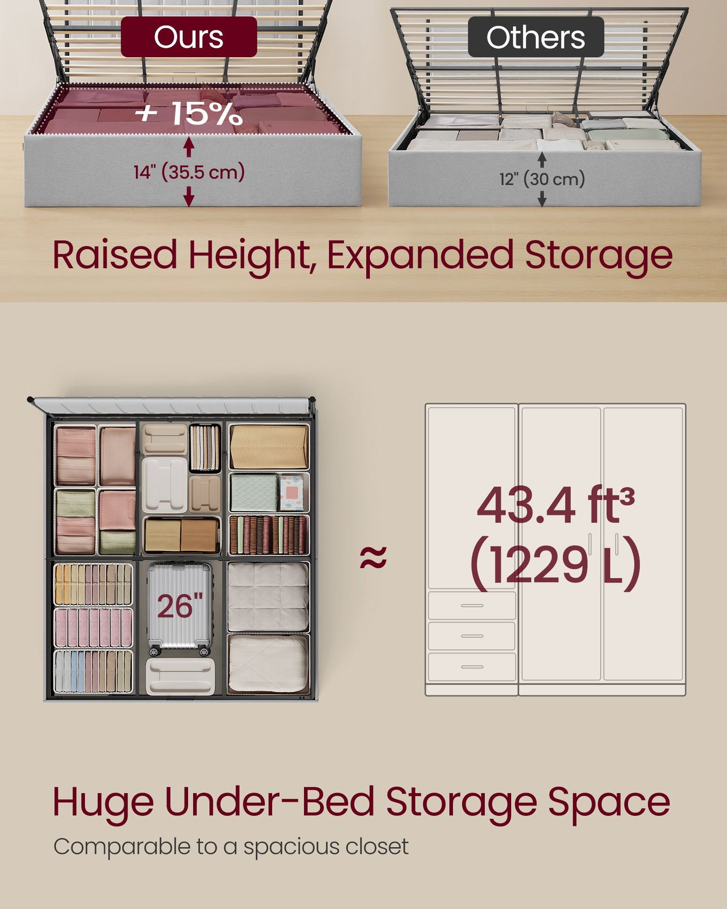 Lift Up Storage Bed Frame King Size