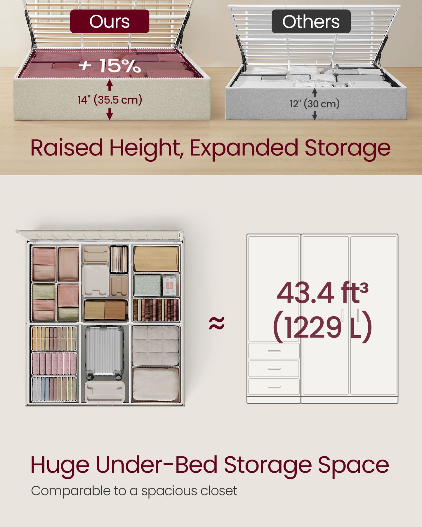 Lift Up Storage Bed Frame King Size